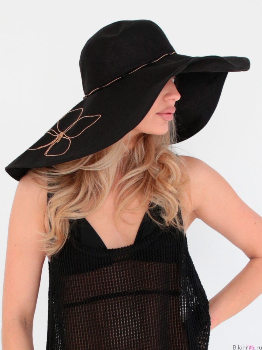 Фрезия макси шляпа лен черный + отд. золото (3)