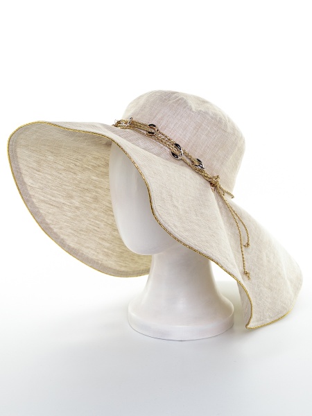 450470 Жанетт микс макси шляпа лен солома с зол. (