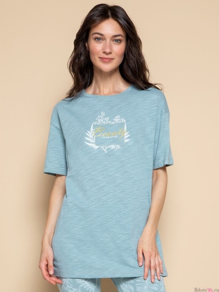 Е30028 Футболка Лесной гербарий Very Neat голуб.