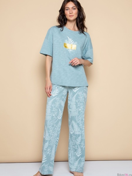 Е40016 Брюки Лесной гербарий Very Neat голуб. (f