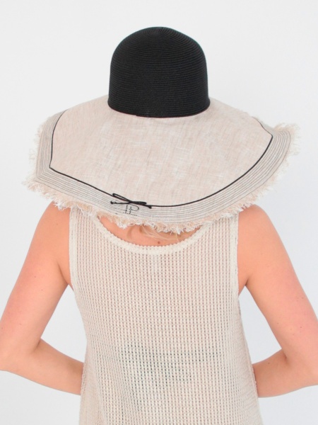 Доната макси шляпа лен солома солнечная + черный (4)