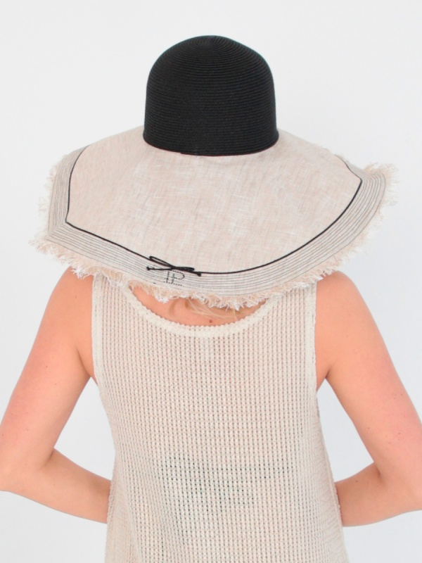 Доната макси шляпа лен солома солнечная + черный (4)