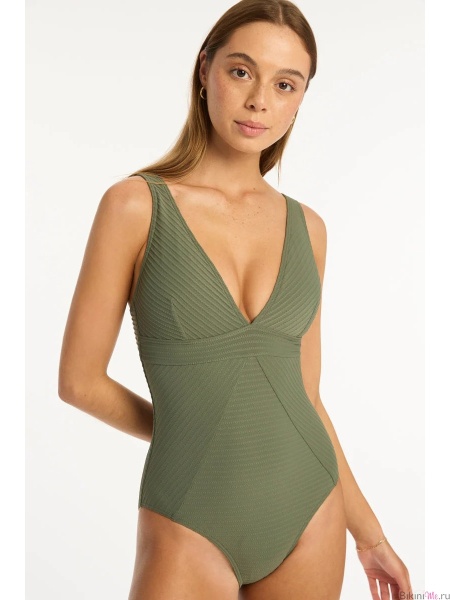 Spinnaker-Khaki-Green_Textured-Swimwear_Panel-Line-Multifit-Bust-One-Piece_Sea-Level-Swim-Australia_