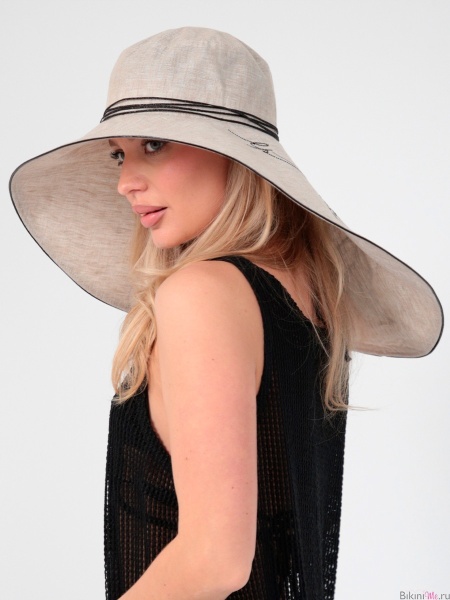 Лира супермакси шляпа лен солома солнечная (отд. черный) (5)