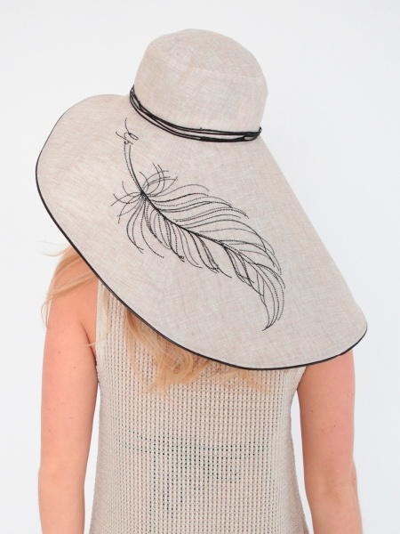 Лира супермакси шляпа лен солома солнечная (отд. черный) (4)