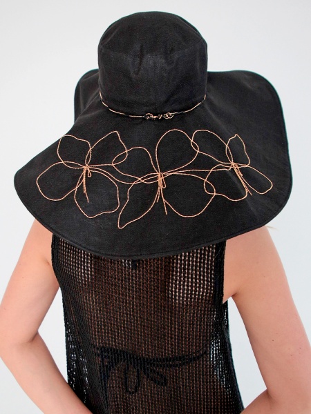 Фрезия макси шляпа лен черный + отд. золото (4)2