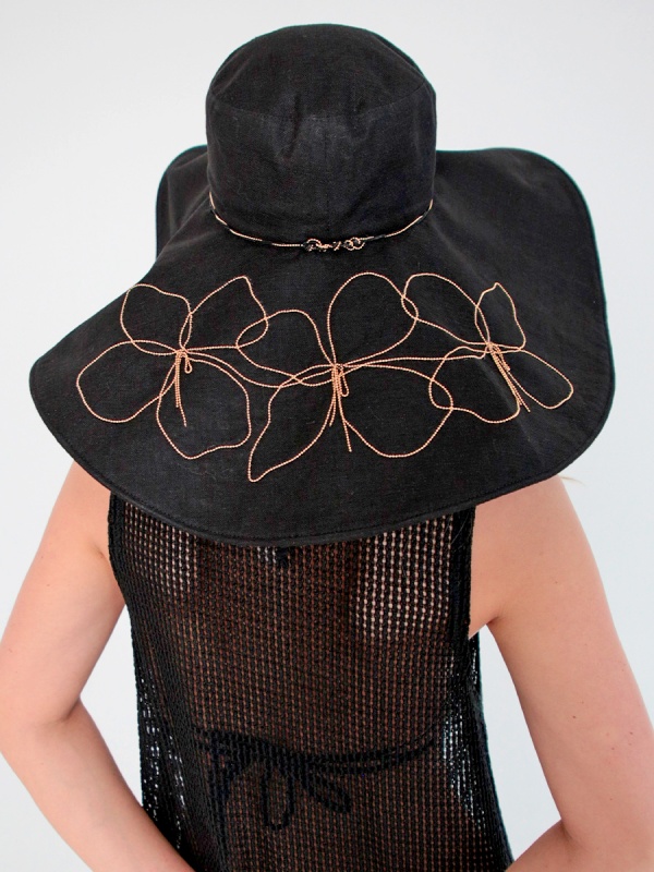 Фрезия макси шляпа лен черный + отд. золото (4)2