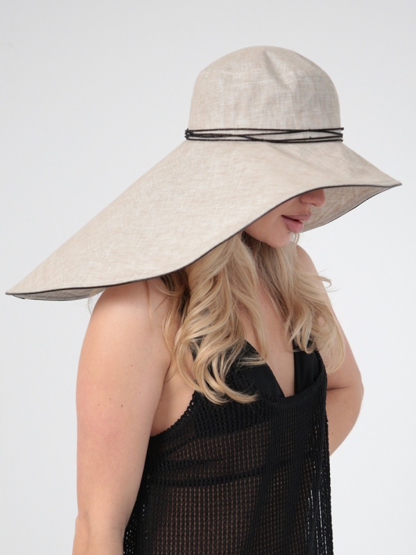 Лира супермакси шляпа лен солома солнечная (отд. черный) (7)